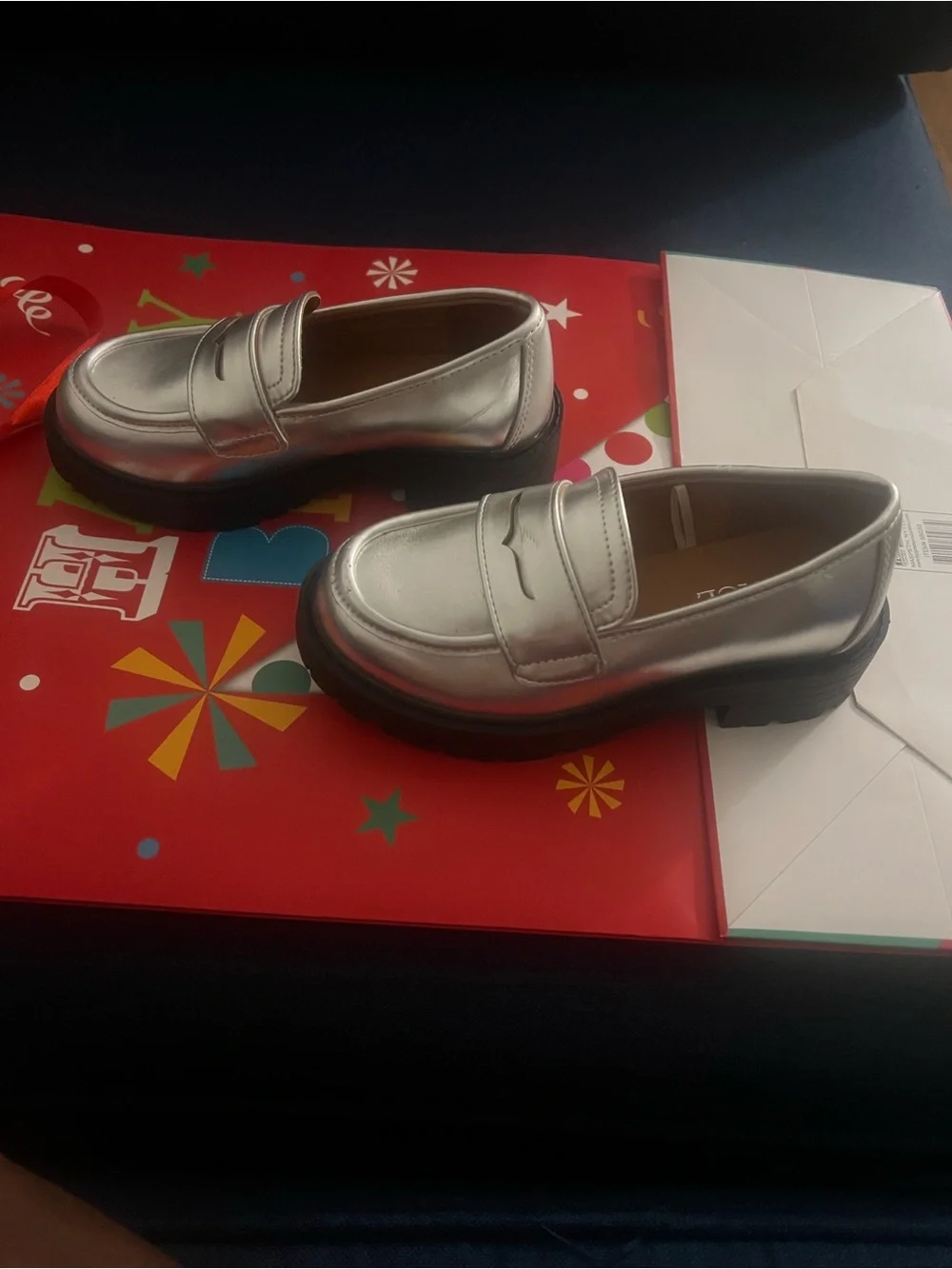 The Children's Place Metallic Silver Girls' Penny Loafers